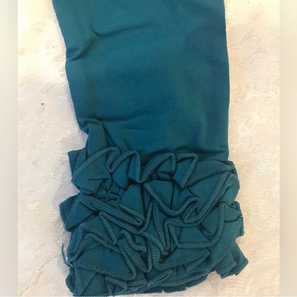 Girls Teal Long Sleeve Ruffle Cuff Top NWOT - Picture 2 of 3